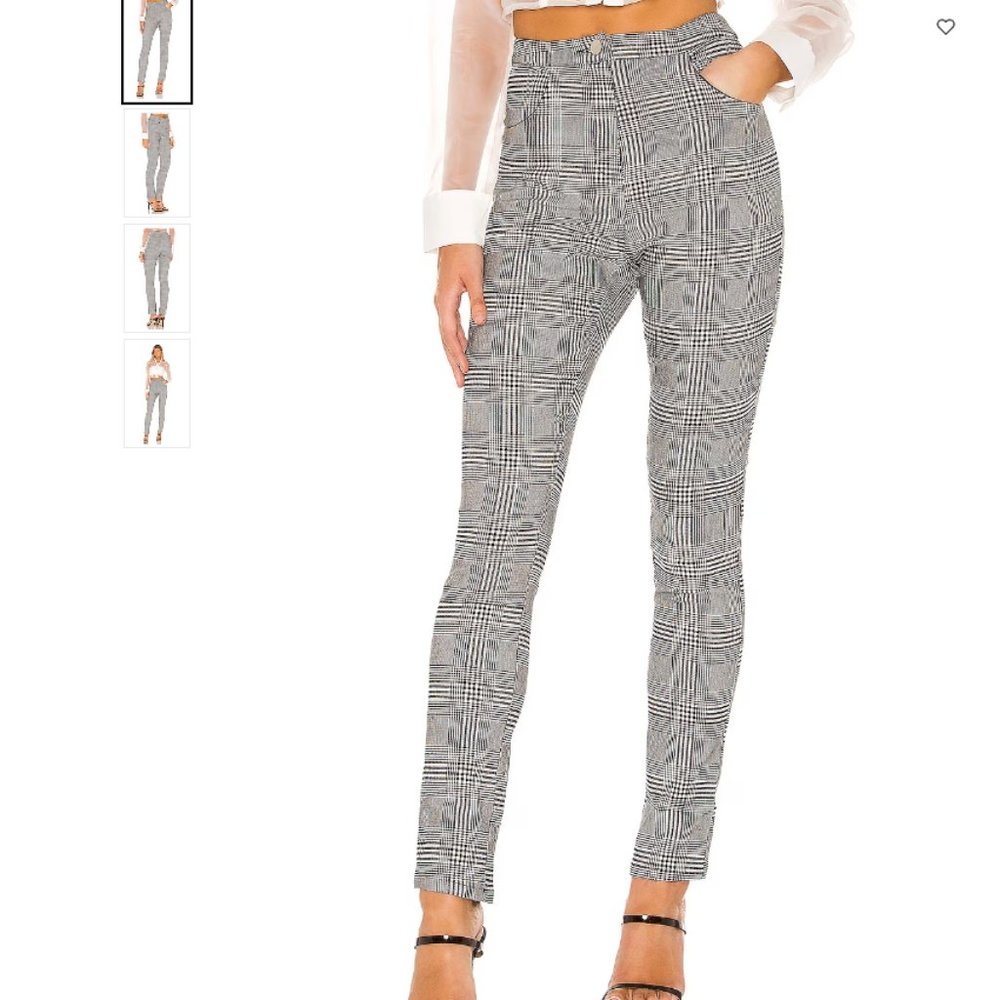 Superdown Maxyn High Waisted Pant Grey Plaid